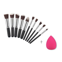 100% Brand new and high quality 10PCS Cosmetic Makeup Brush Brushes Set Foundation Powder Eyeshadow+1 PC Sponges Anne