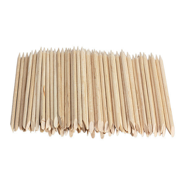 100pcs Nail Art Orange Wood Stick Cuticle Pusher Remover for Manicures