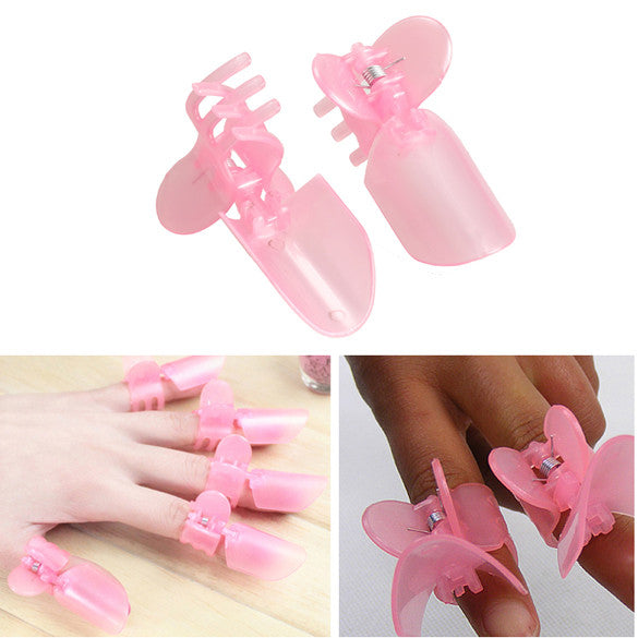 10PCS Plastic Nail Art Design Tips Cover Polish Shield Protector Clip Set Pink