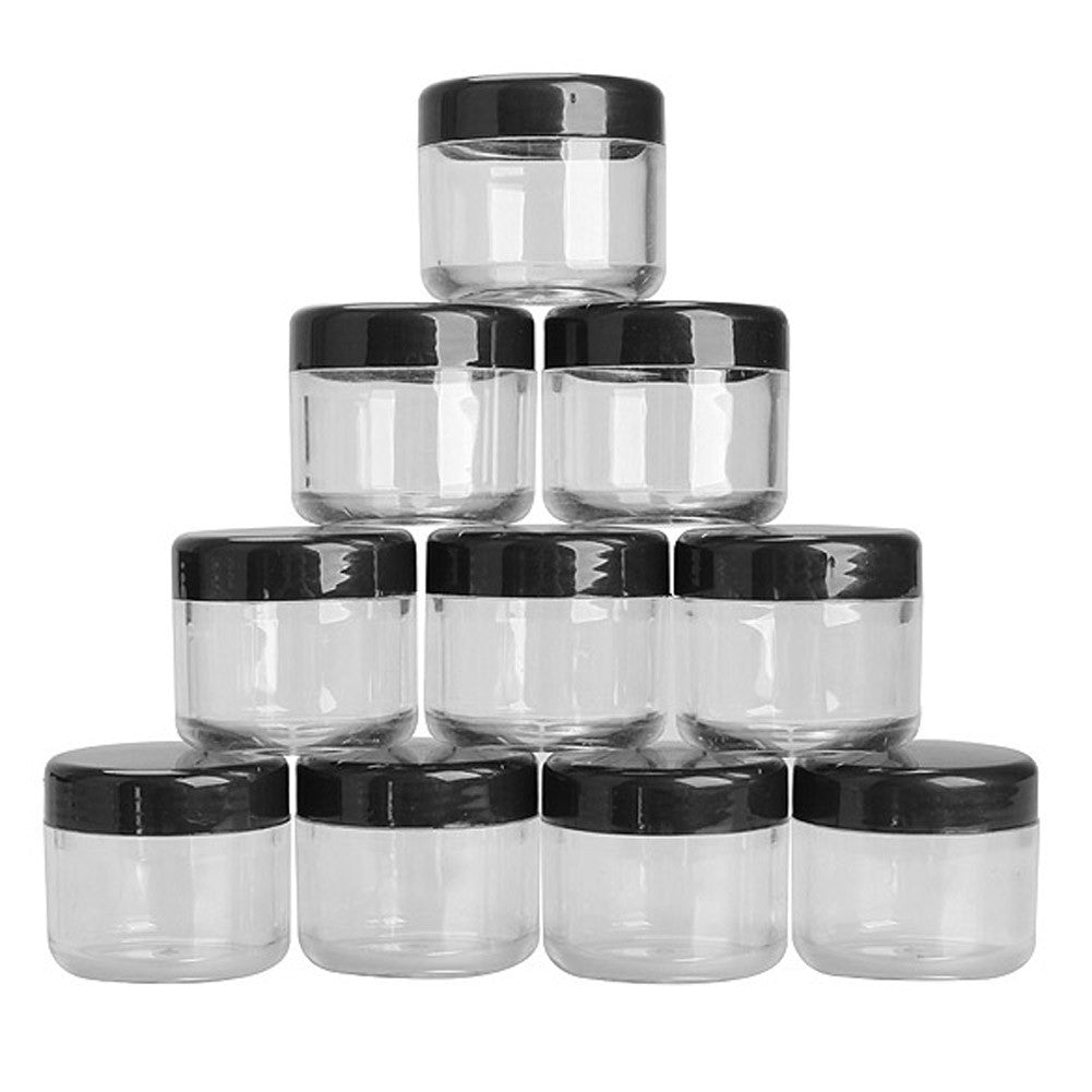 10Pcs 20g Plastic Empty Box Nail Art Cosmetic Bead Storage Case Black Lid