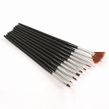 10Pcs Black Nail Art Set Drawing Painting Dotting Brush Gel Design Tips