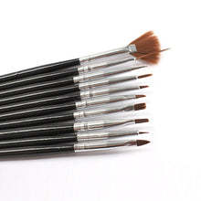 10Pcs Black Nail Art Set Drawing Painting Dotting Brush Gel Design Tips