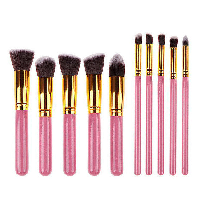 10Pcs Professional Women Cosmetic Brushes Set Powder Eyeshadow Foundation Face Blushes New Makeup Beauty Kits Tools