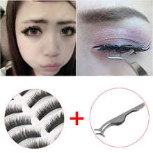 10pair Makeup Party False Eyelashes Eye Lashes + Auxiliary Clip Tweezers Stainless Tools