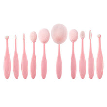 10pcs/set Oval Toothbrush Blend Foundation Powder Makeup Brushes For Cream Fluid Beauty Kit Tools