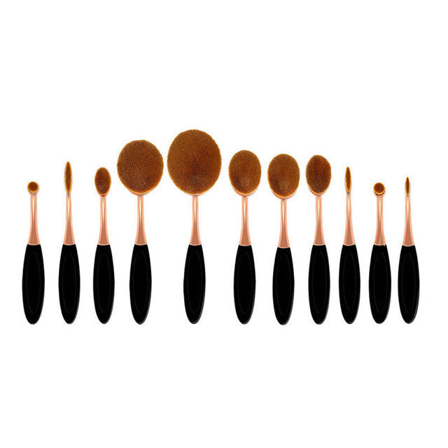 11Pcs Make Up Oval Brush Set Toothbrush Shaped Foundation Power Facial Makeup Brushes Tools