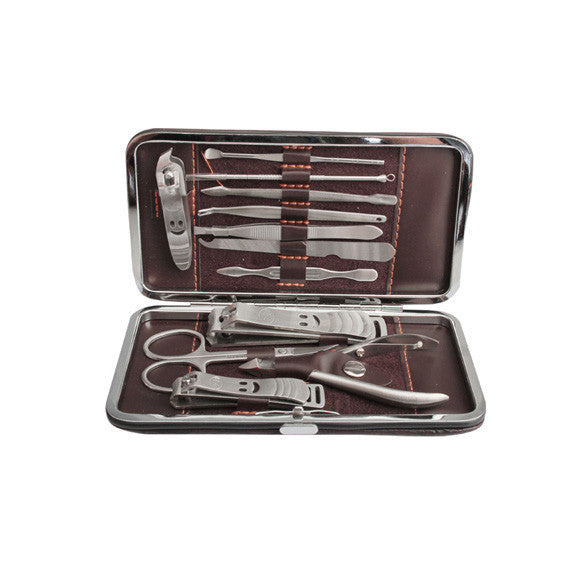 12 In 1 Stainless Nail Clipper Nipper Cutter Pedicure Manicure Set Kit Case