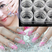 12 Nail Art Powder Paillette Rhinestone Empty Storage Pot Box case Plastic