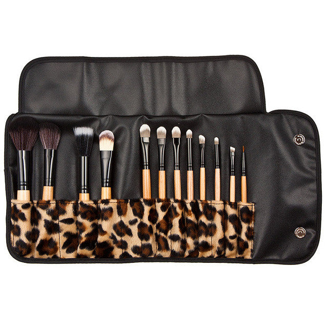 12pcs Professional Brush Eyeshadow Eyebrow Cosmetic Tool Brushes Leopard Powder Concealer Fashion Beauty Makeup Tools