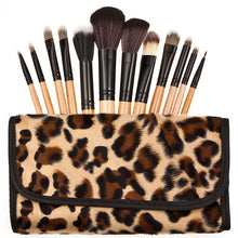 12pcs Professional Brush Eyeshadow Eyebrow Cosmetic Tool Brushes Leopard Powder Concealer Fashion Beauty Makeup Tools
