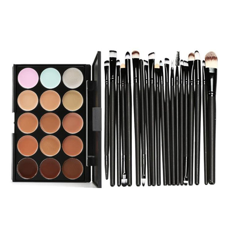 15 Colors Contour Face Cream Make up Concealer Palette and Professional 20pcs Makeup brushes