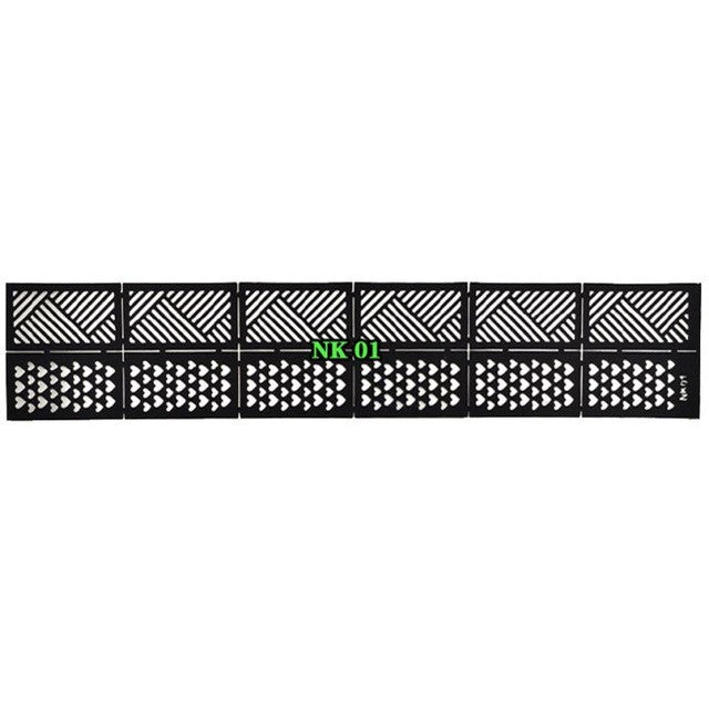 18*3.5cm 1 Sheets New Vinyls Nail Hollow Irregular Grid Stencil Reusable Manicure Stickers Guide Stamping Template Nail Art Tool