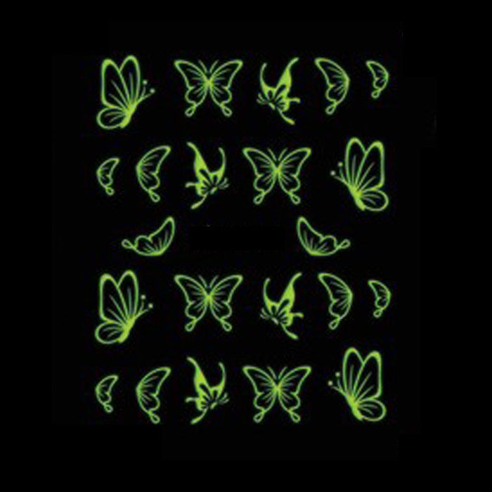 Butterfly Pattern Grow In Dark Nail Art Stickers Decals Decoration Snow