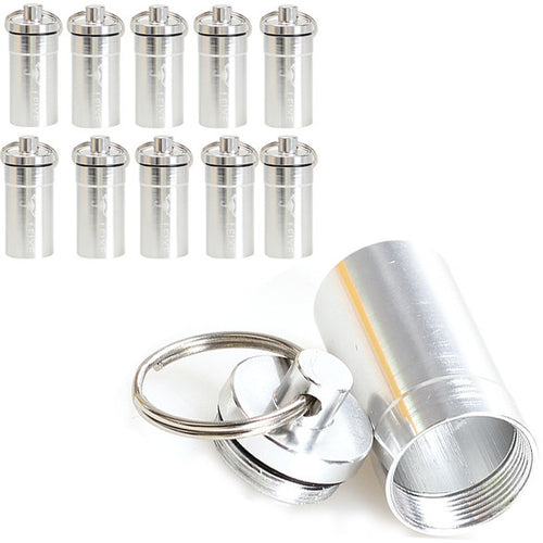 10 Pcs Pill Medicine Box Case Bottle Holder Aluminum Container Keychain