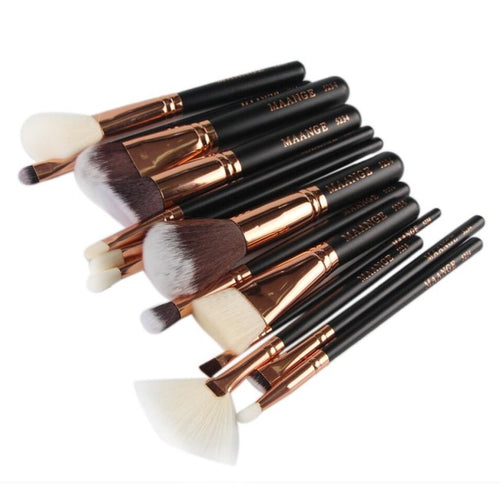 100% new and high quality Realer 15pcs Cosmetic Makeup Brush Blusher Eye Shadow Brushes Set Kit pinceles de maquillaje Anne