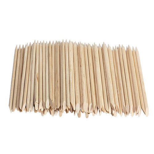 100pcs Nail Art Orange Wood Stick Cuticle Pusher Remover for Manicures