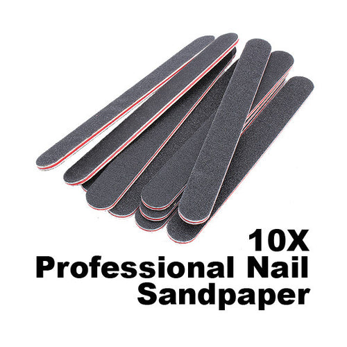 10PCS Sanding Nail File Nail Art Buffer Salon Glitter Tools Sandpaper