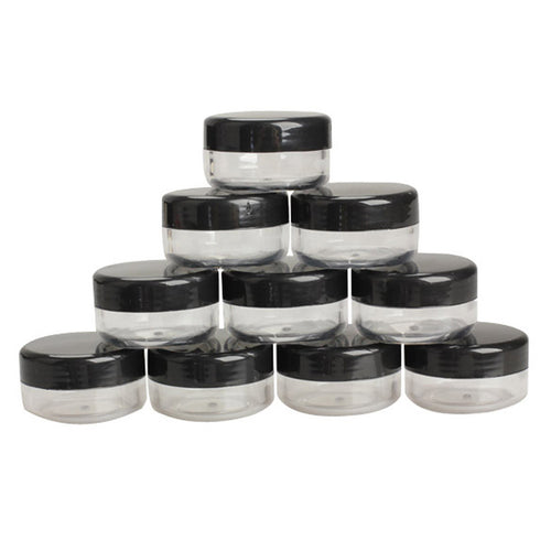 10Pcs 10g Storage Case Plastic Empty Box Pot for Nail Art Bead Black Lid