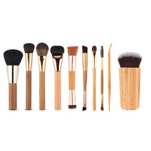 10Pcs Professional Bamboo Handle Multifunction Makeup Brushes Set Face Eyeshadow Foundation Cosmetic Tools