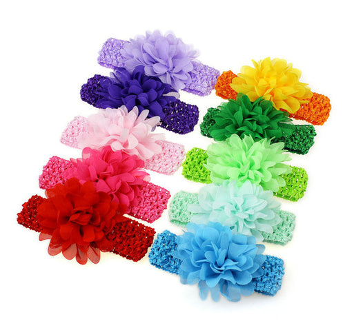 10pcs Chiffon Flower Headband Chiifon Tiara Girl Hair Accessories Summer Hair Decorations Bandeau Cheveux Femme#121