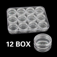 12 Nail Art Powder Paillette Rhinestone Empty Storage Pot Box case Plastic