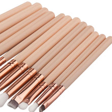 12Pcs Cosmetic Eyebrow Eyeshadow Brush Makeup Brush Sets Kits Tools wooden handle + aluminum tube + wool + nylon fiber Material