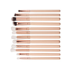 12Pcs Cosmetic Eyebrow Eyeshadow Brush Makeup Brush Sets Kits Tools wooden handle + aluminum tube + wool + nylon fiber Material