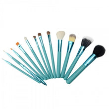 12pcs Blue Professional Makeup Brush Set Kit with Leather Cup Holder Case