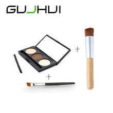 15.5.*6*2 cm GUJHUI 2 PCS Cosmetic Makeup Blusher Foundation Brush+3 Colors Brow Powder Palette+1 PC Eyebrow Brush Anne
