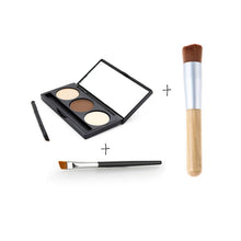 15.5.*6*2 cm GUJHUI 2 PCS Cosmetic Makeup Blusher Foundation Brush+3 Colors Brow Powder Palette+1 PC Eyebrow Brush Anne