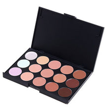 15 Colors Concealer Pressed Powder Make-up Foundation Grooming Cream + Makeup Soft Fan Brush Tool