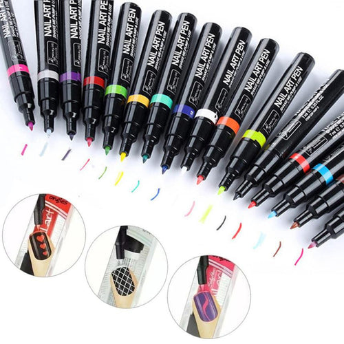 16 Colors Set Nail Art Pen for 3D Nail Art DIY Decoration Nail Polish Pen Set 3D Design Nail Beauty Tools Paint Pens Anne