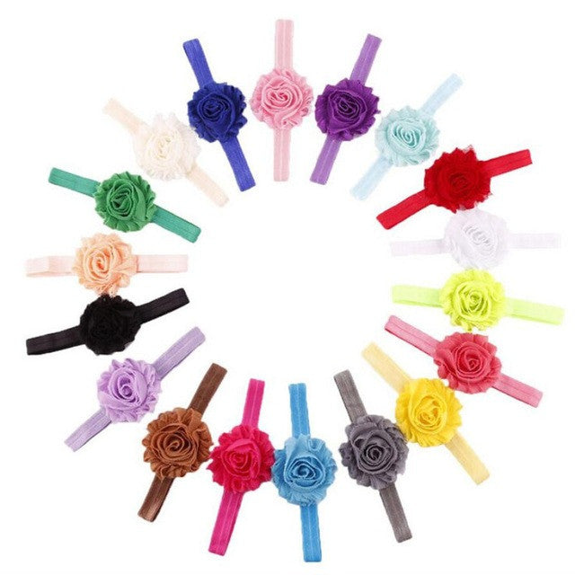18Pcs Fabric Flowers Elastic Accessories For Hair Kids Hair Accessories Photography Hairbands Tiara Infantil#121