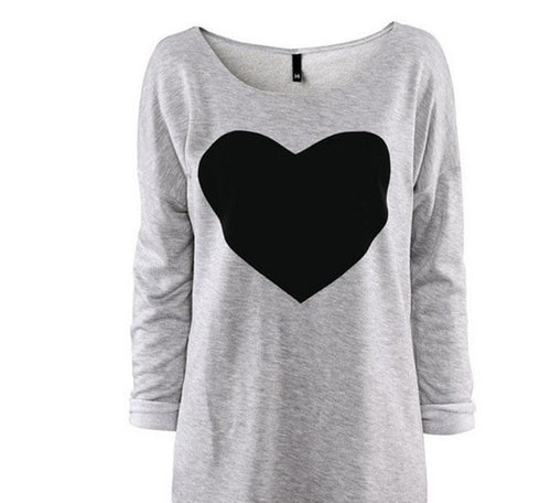 1PC 2017 New Arrival t-shirt Women Summer Autumn Fashion Casual Love Heart Print t shirt Long Sleeved O Neck Tee Shirt Femme #