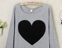 1PC 2017 New Arrival t-shirt Women Summer Autumn Fashion Casual Love Heart Print t shirt Long Sleeved O Neck Tee Shirt Femme #