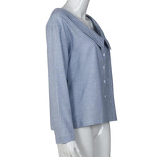 1PC Fall 2016 Fashion Women Blouses Blue Striped Long Sleeved Shirts Women Tops Autumn Spring Ladies Blouses