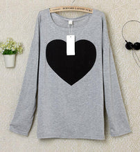 1PC Fashion Women Love Heart Printed Long Sleeved Round Neck T-Shirt Women Tops #157