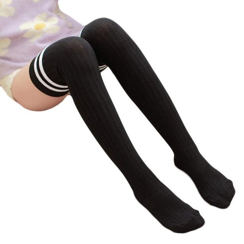 1Pair Leg Warmers Women Stripe Winter Over Knee Leg Warme Soft Knitting Crochet Sock #3530