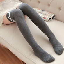 1Pair Leg Warmers Women Stripe Winter Over Knee Leg Warme Soft Knitting Crochet Sock #3530