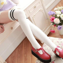 1Pair Leg Warmers Women Stripe Winter Over Knee Leg Warme Soft Knitting Crochet Sock #3530