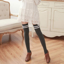 1Pair Leg Warmers Women Stripe Winter Over Knee Leg Warme Soft Knitting Crochet Sock #3530