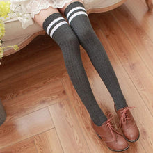 1Pair Leg Warmers Women Stripe Winter Over Knee Leg Warme Soft Knitting Crochet Sock #3530
