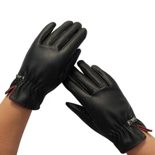 1Pair Womens Screen Leather Gloves Thick Warm Gloves Winter Warm Gloves Black Women Out Door Fashion Gloves