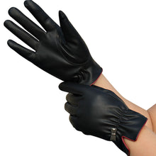 1Pair Womens Screen Leather Gloves Thick Warm Gloves Winter Warm Gloves Black Women Out Door Fashion Gloves