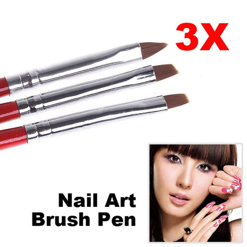 1Set/3PCS Soft and Professional Pen UV Gel Drawing Painting Nail Art Brushes Manicure Nail Tools