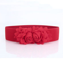 1pcs High Quality Fashion Womens Girl Chiffon Flower Double Rose Flower Elastic Stretch Waist Belt #3546