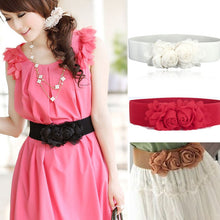 1pcs High Quality Fashion Womens Girl Chiffon Flower Double Rose Flower Elastic Stretch Waist Belt #3546