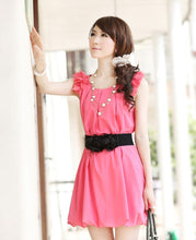1pcs High Quality Fashion Womens Girl Chiffon Flower Double Rose Flower Elastic Stretch Waist Belt #3546