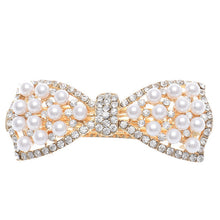 1pcs Shine Rhinestone Girls Woman Bow Hairpin Full Diamond Pearl Bow Spring Clip For Hair Care #3546