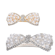 1pcs Shine Rhinestone Girls Woman Bow Hairpin Full Diamond Pearl Bow Spring Clip For Hair Care #3546